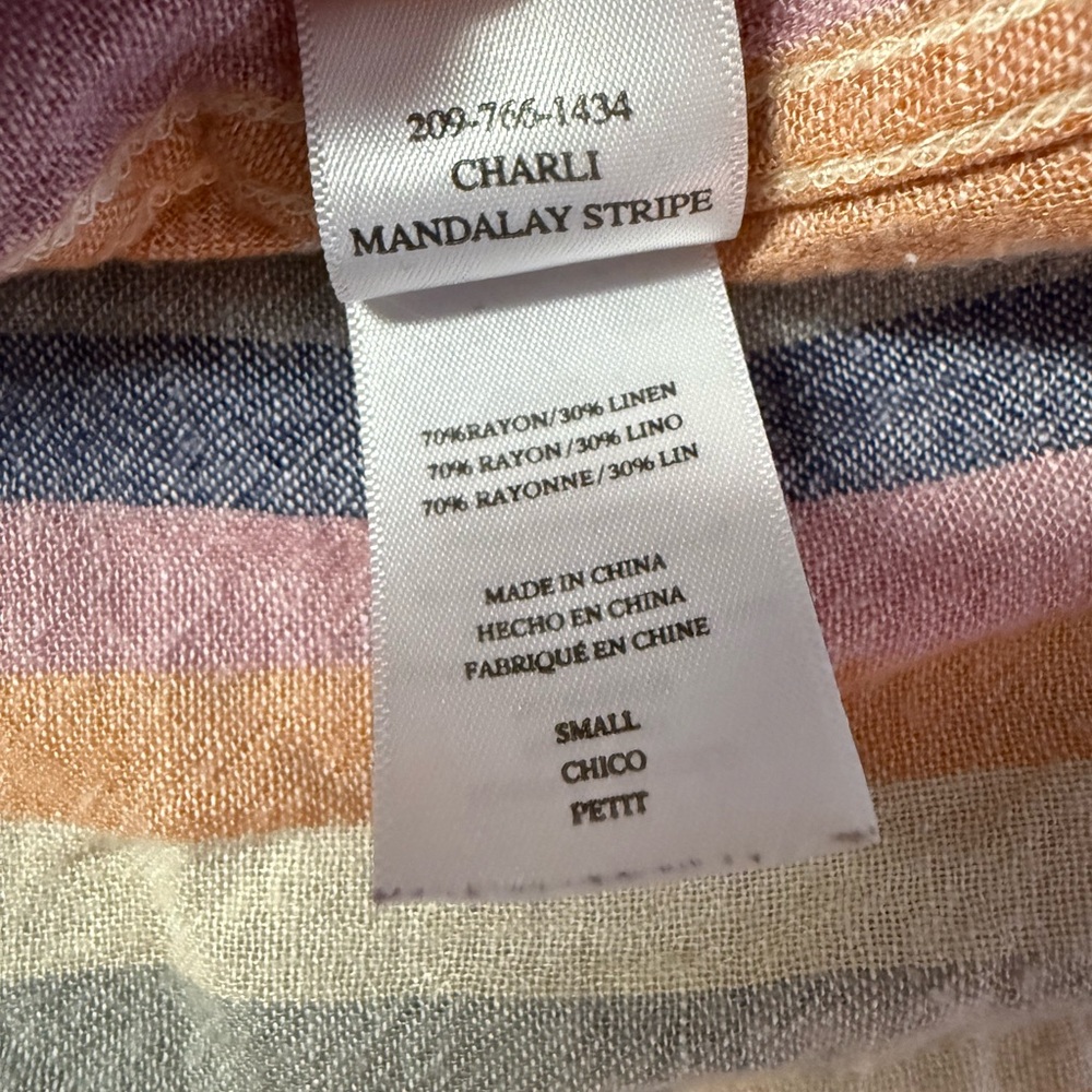 Rails Charli in Mandalay Stripe Long Sleeve Button Up Shirt Small Soft Sunset - Picture 3 of 6